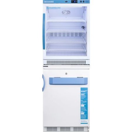 SUMMIT APPLIANCE DIV. Accucold Vaccine Refrigerator/Freezer Combination, 9.4 CuFt, 23-5/8"W x 24-3/8 "D x68"H, Glass Door ARG6PV-VT65MLSTACKMED2